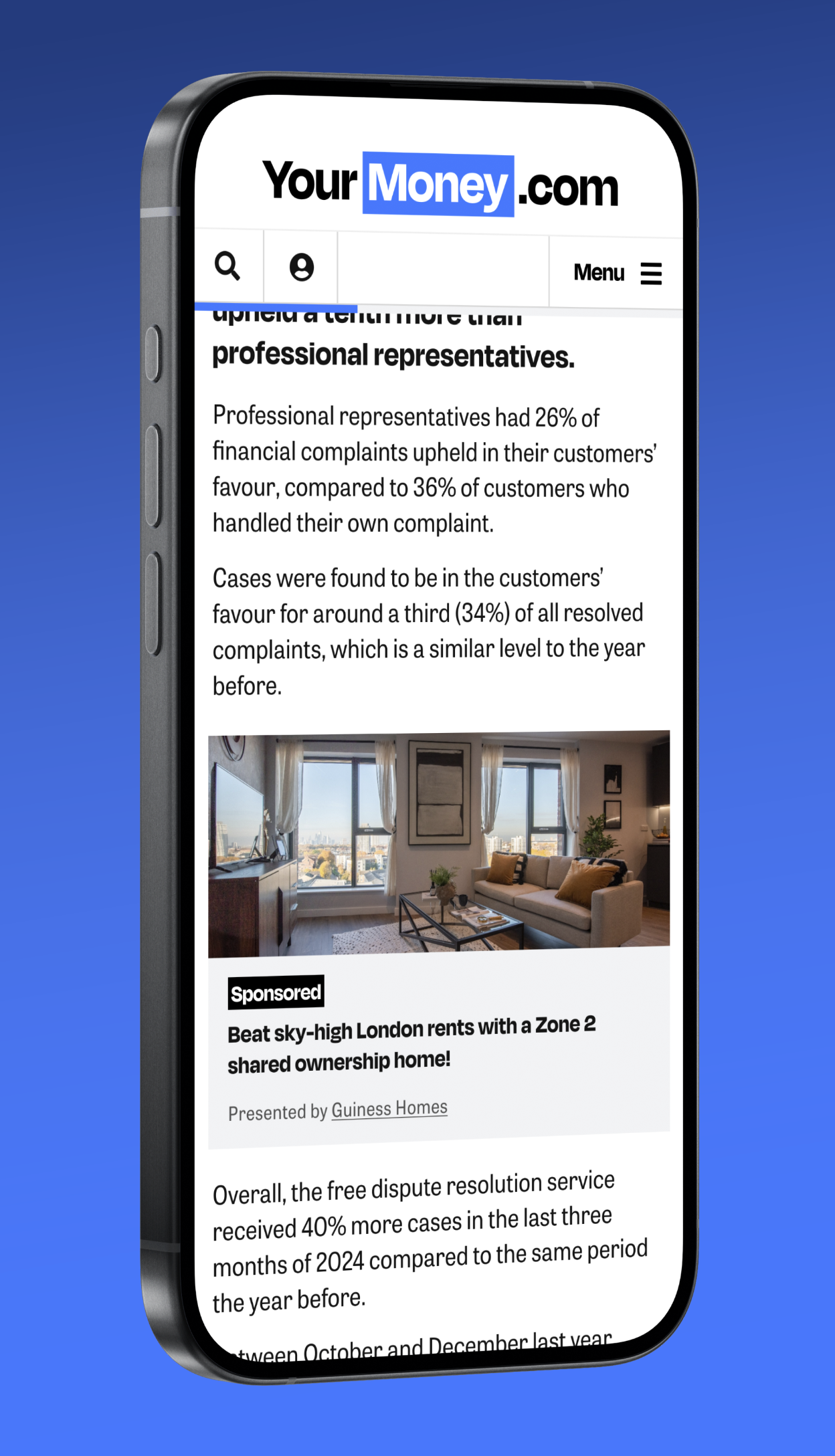 An example of an ad on the Your Money website