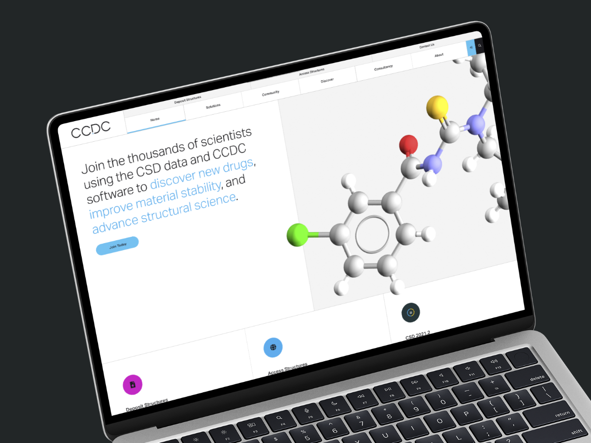 CCDC homepage showing a strict grid and hero elements breaking out of the grid for impact