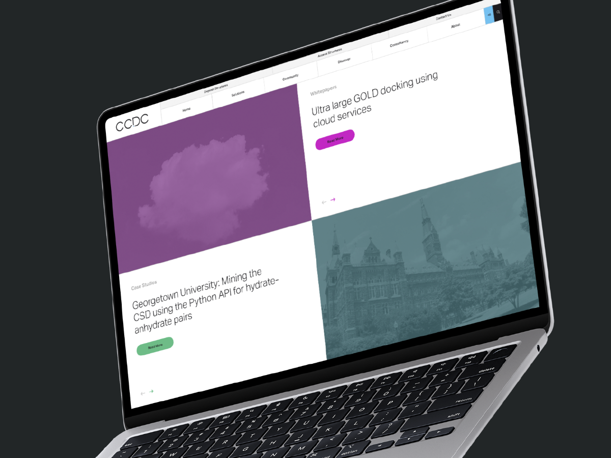 A screenshot of the whitepapers and case study carousels from the CCDC homepage