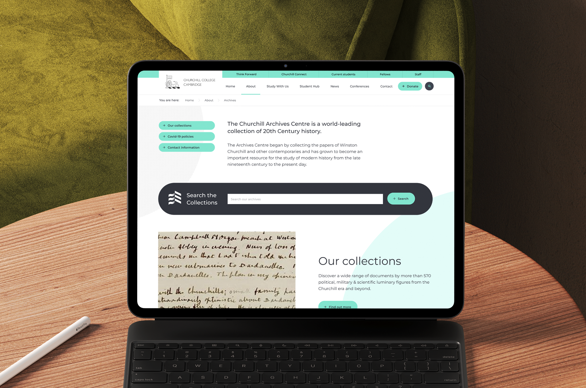A website where users can search the Churchill College archives